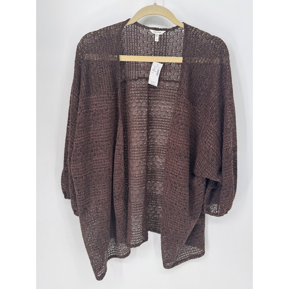 Maurices Cardigan Women 1X Brown NWT Crochet Knit Open Front Lightweight Layer